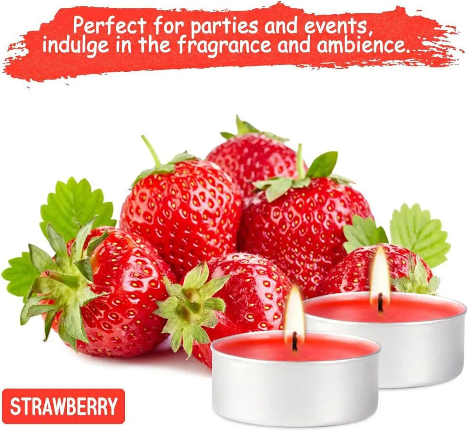 30 Pcs Strawberry Tealight Candles, Aromatherapy Scented 2.5 hrs Burn Freshener