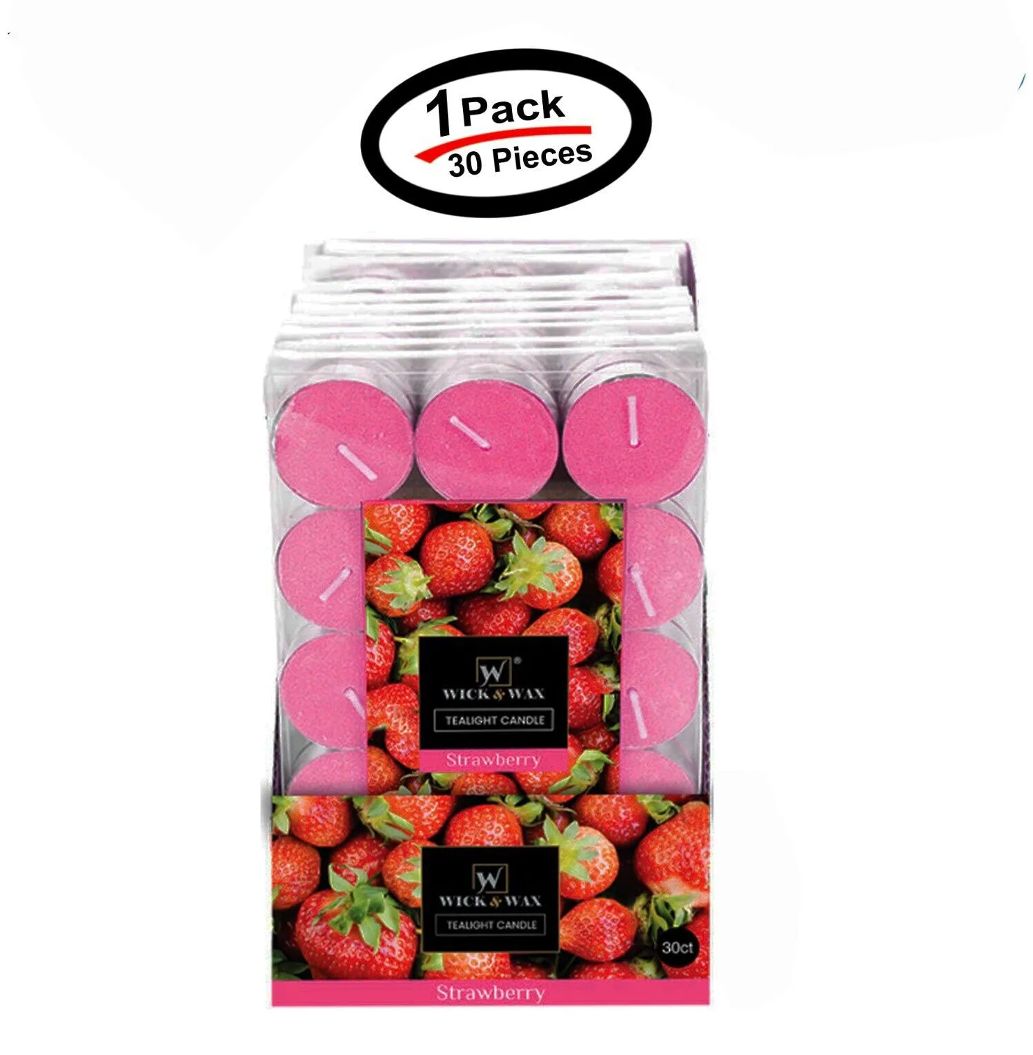 30 Pcs Strawberry Tealight Candles, Aromatherapy Scented 2.5 hrs Burn Freshener