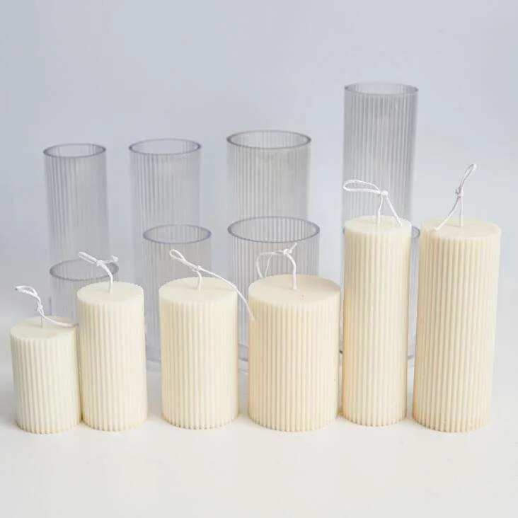 3D Round Long Pillar Polycarbonate Candle Mold Long Lasting Candle Output 10 CM