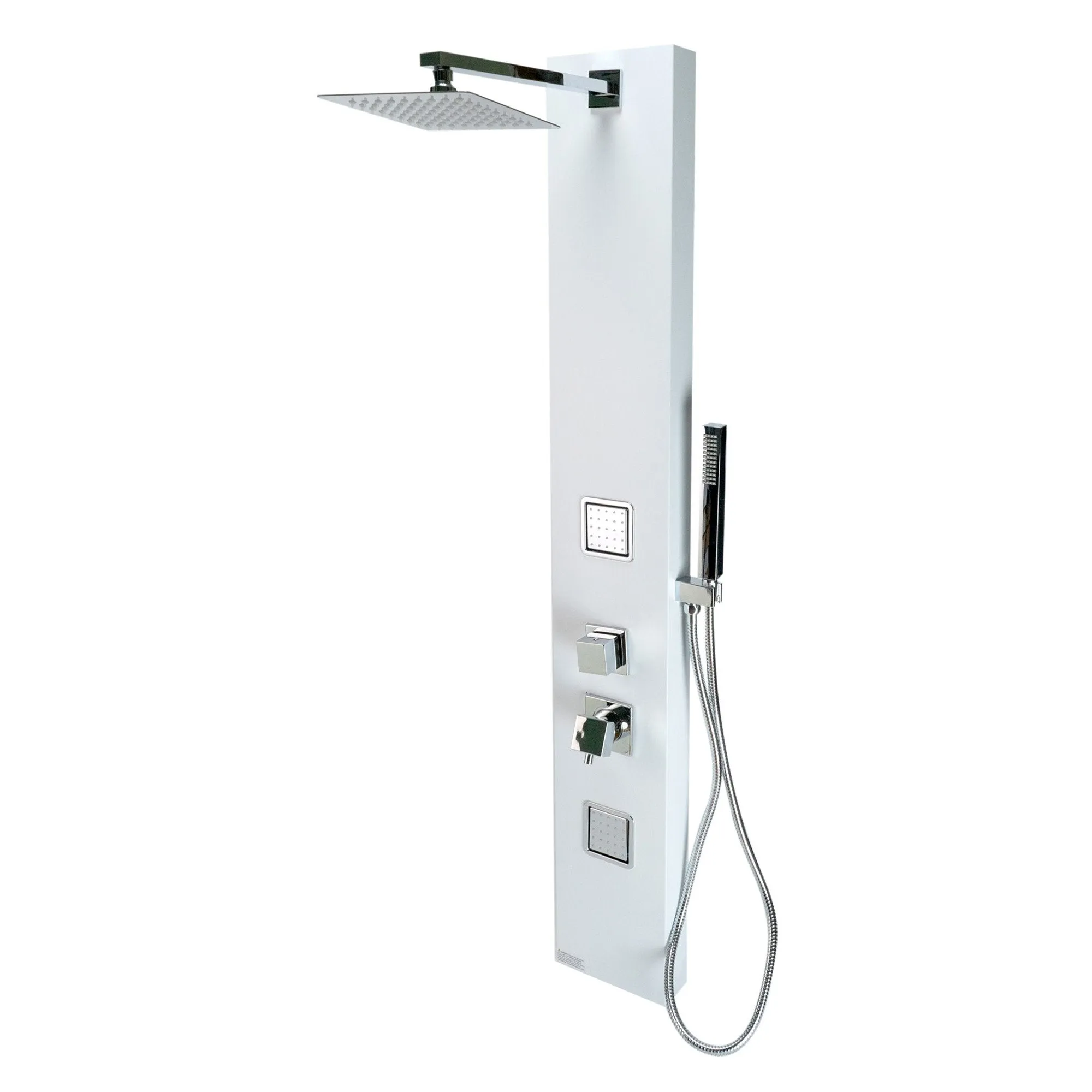 ALFI ABSP60W White Aluminum Shower Panel with 2 Body Sprays and Rain Shower