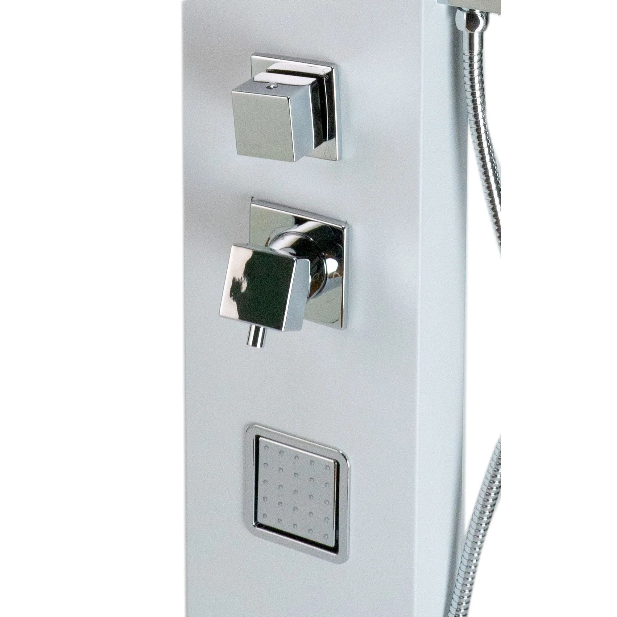 ALFI ABSP60W White Aluminum Shower Panel with 2 Body Sprays and Rain Shower