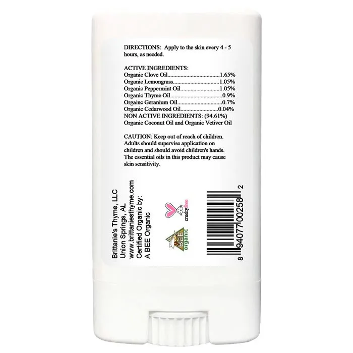 Brittanie's Thyme - Organic Bug Repellent Stick, 0.48 oz