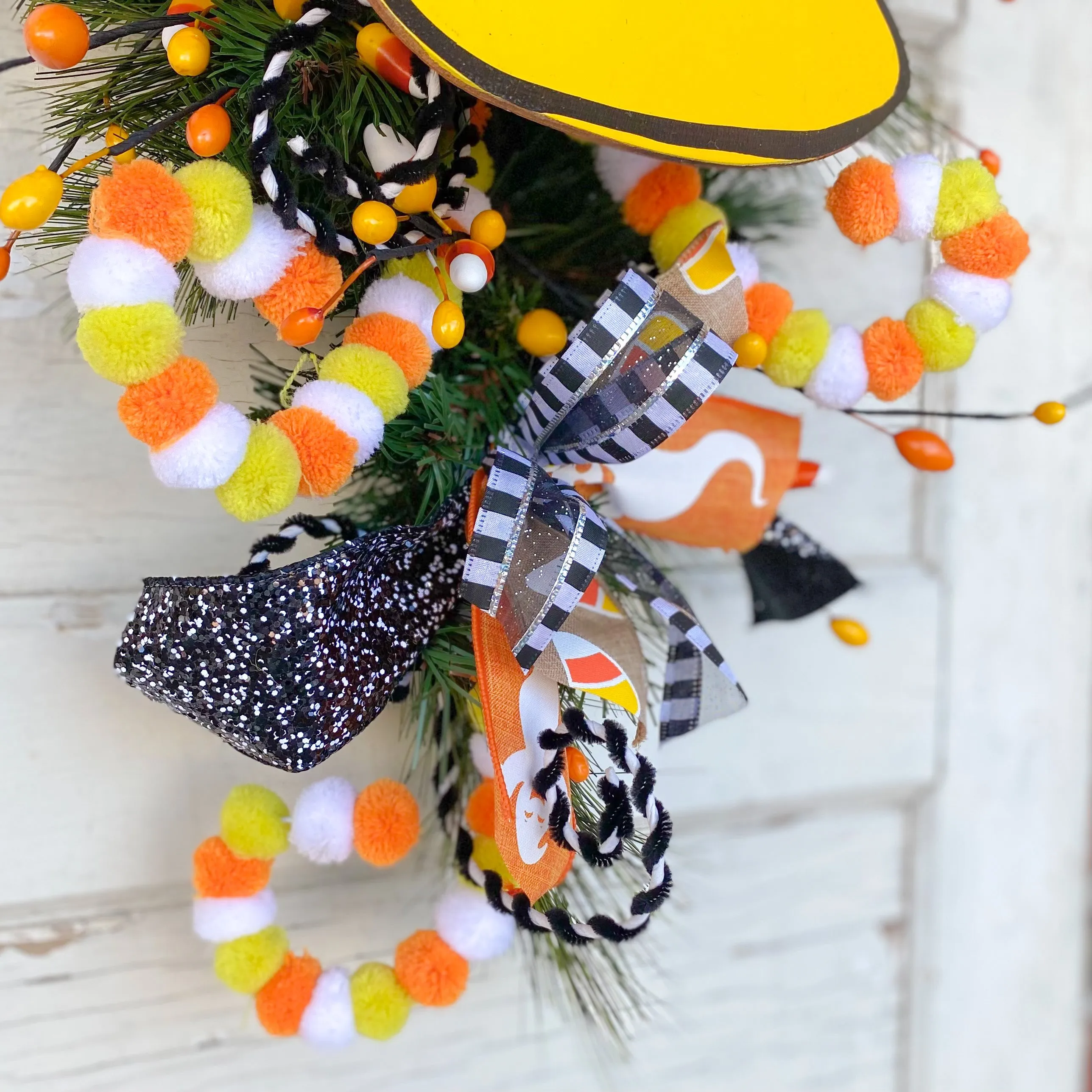 Candy Corn Felt Ball Spray