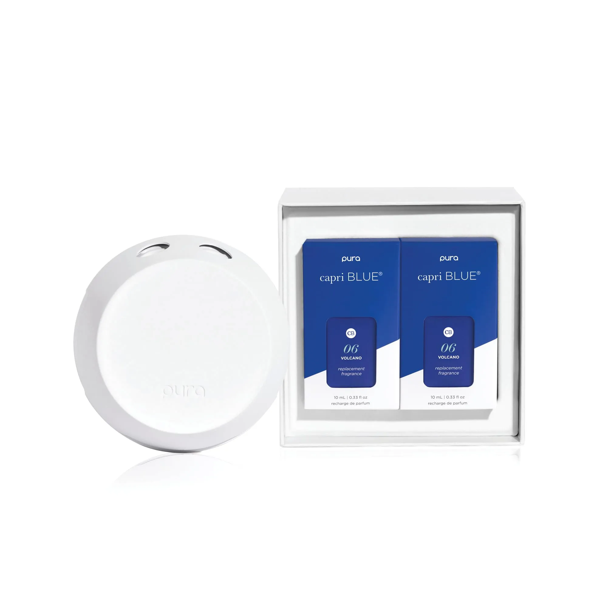 Capri Blue Pura 4 Smart Fragrance Diffuser Kit - Includes 1 Pura V4 Aromatherapy Diffuser   2 Capri Blue Volcano Diffuser Pura Fragrance Refill Vials - Fragrance Diffusers for Home