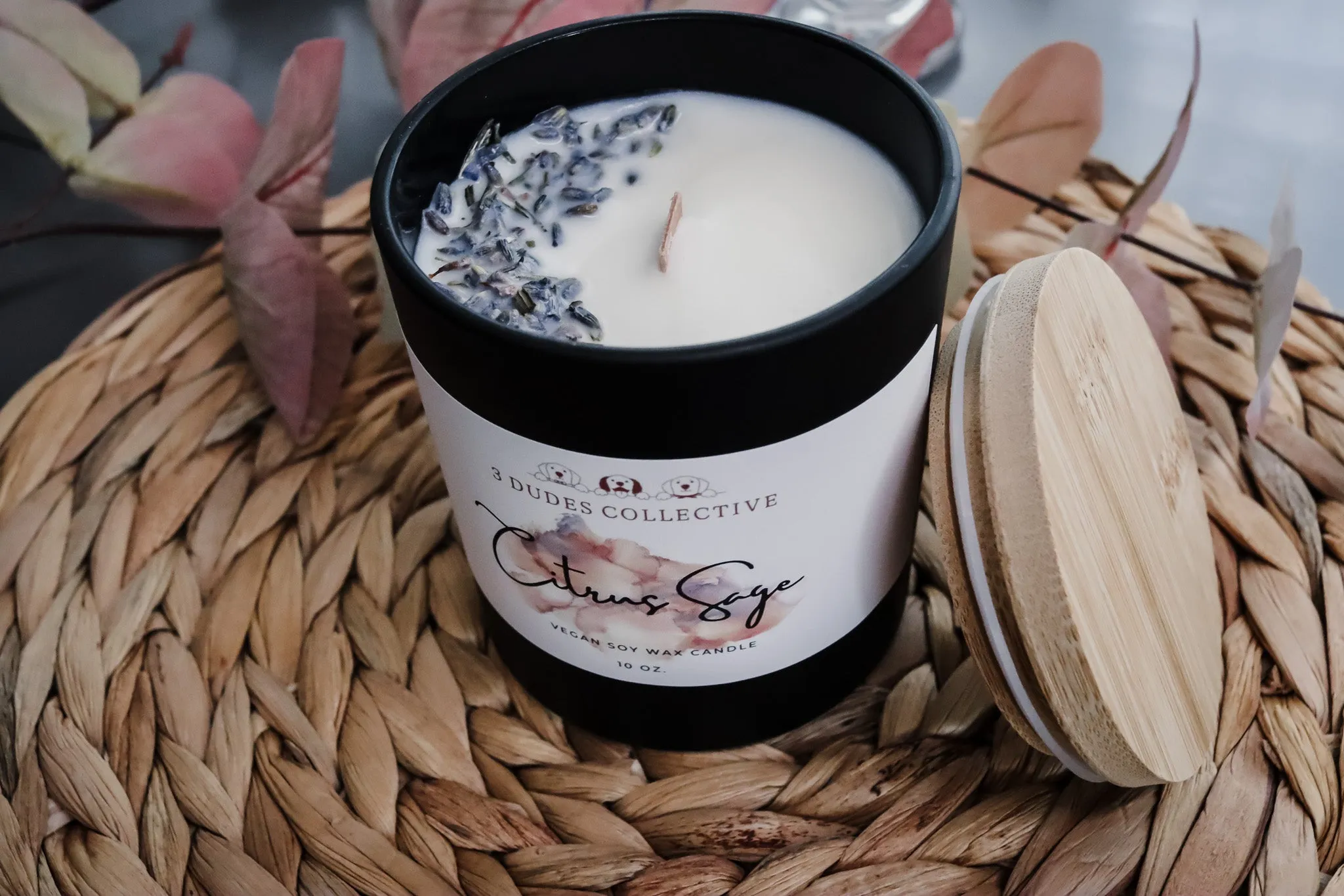 Citrus Sage: Designer Black Glass Candle