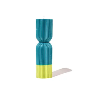 Colour Block Pillar Candle (Blue   Violet)