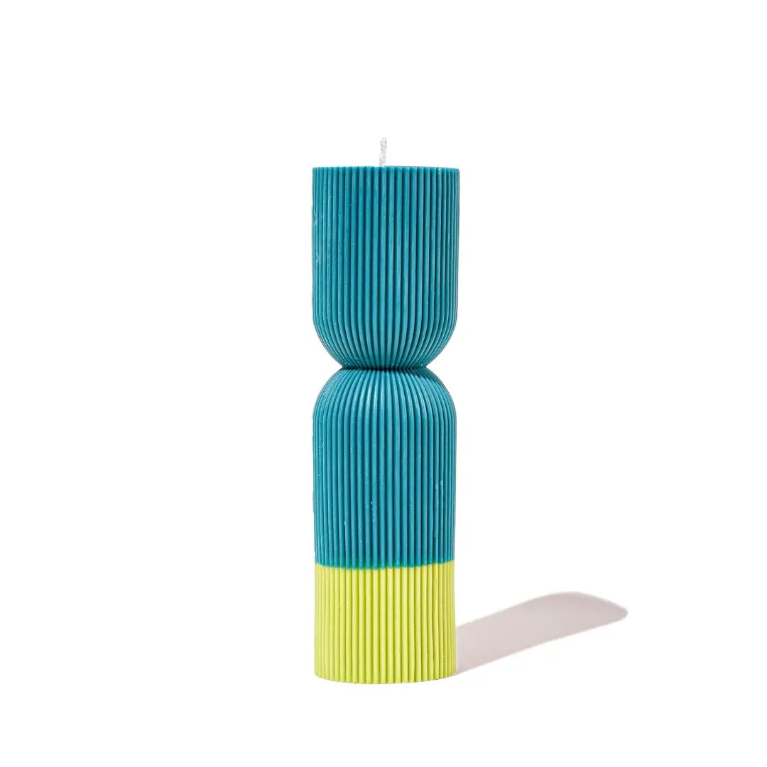 Colour Block Pillar Candle (Blue   Violet)