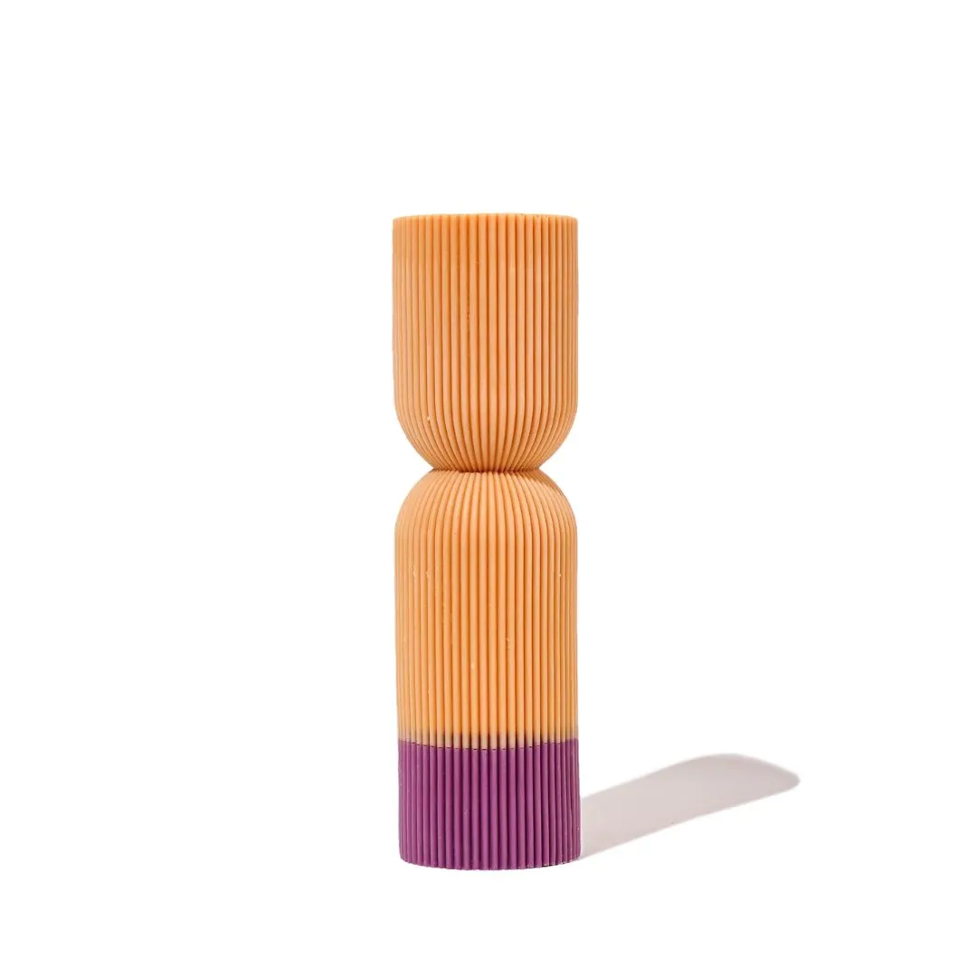 Colour Block Pillar Candle (Yellow   Plum)