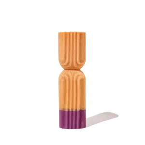 Colour Block Pillar Candle (Yellow   Plum)