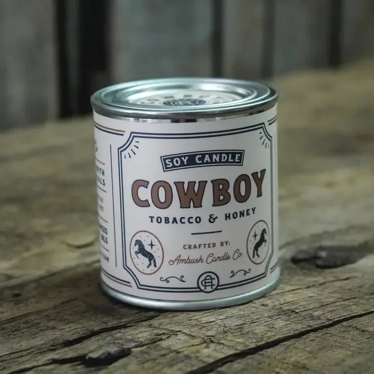 Cowboy | Tobacco   Honey 8oz Soy Candle