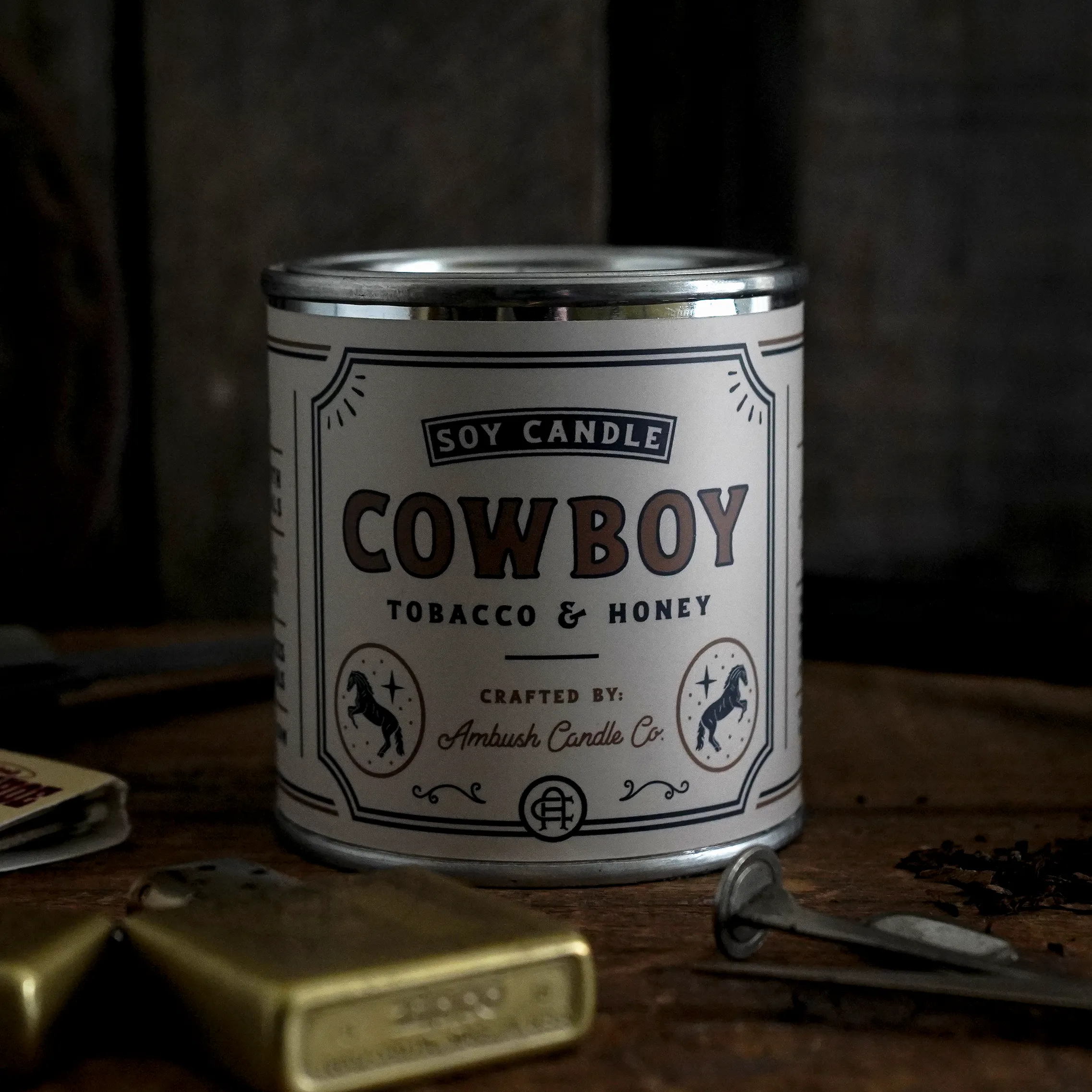 Cowboy | Tobacco   Honey 8oz Soy Candle