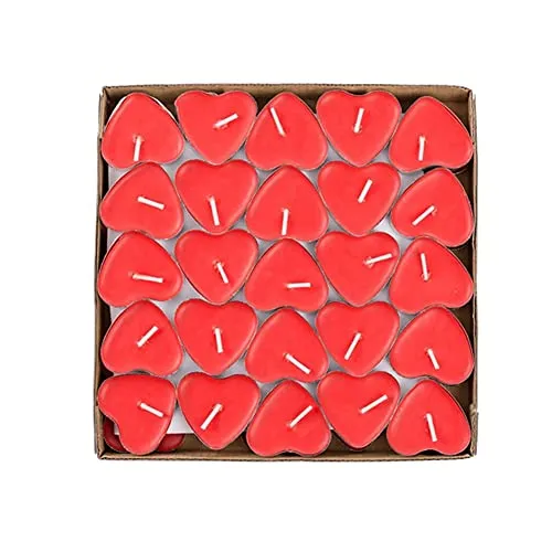 Decor Art Sweet Romantic Love Heart Shaped Floating Candle, Heart Shaped Unscented Tea Lights Candles Smokeless Tealight Candles - Decorations for Wedding, Party, Votives (Pack of 10, Wax)