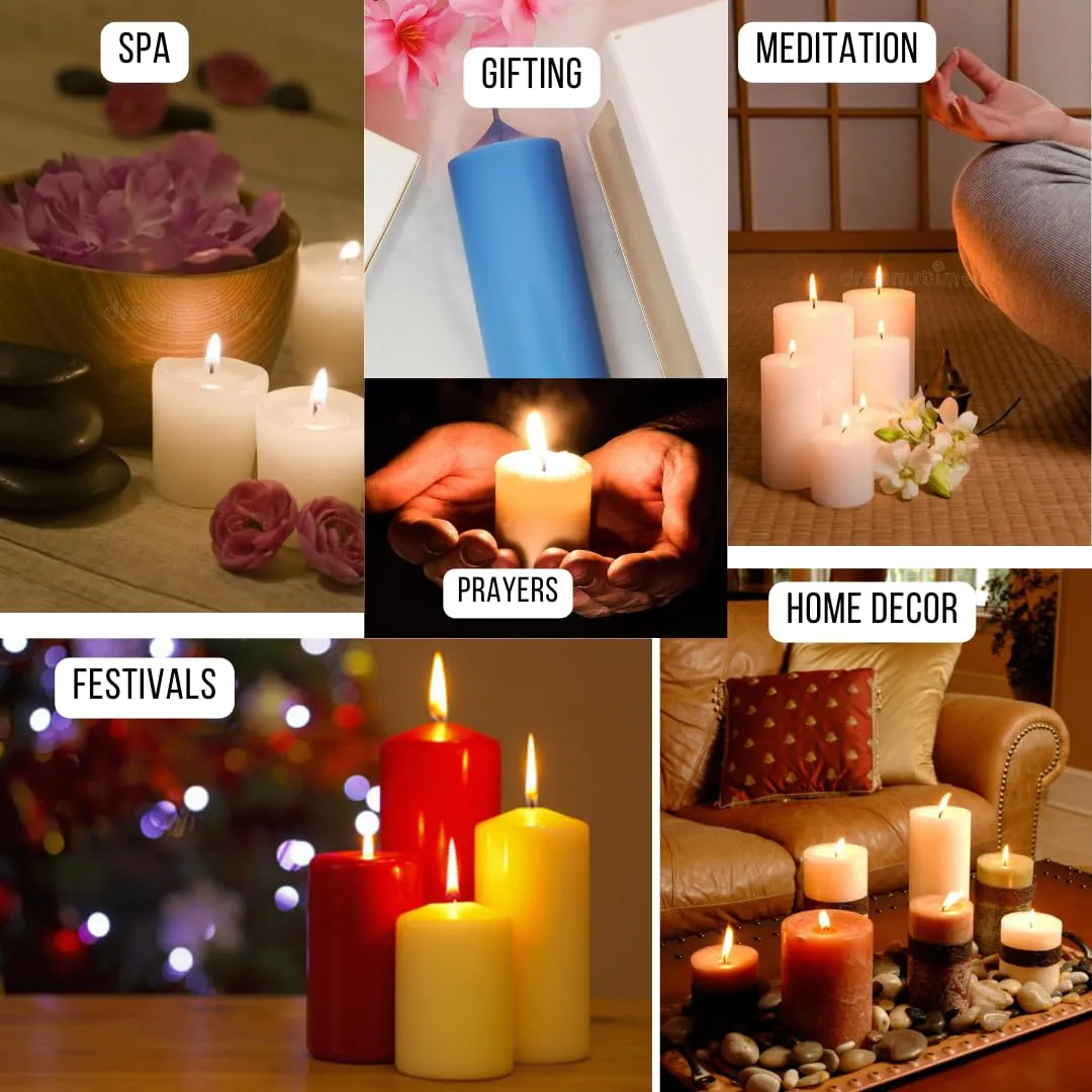 Kairos Homes Soy Wax Pointed Pillar Candles for Home Decor, Table Decor | 2.5 Inch X 6 Inch Smokeless & Dripless Candles - Set of 3 Candles (Unscented)