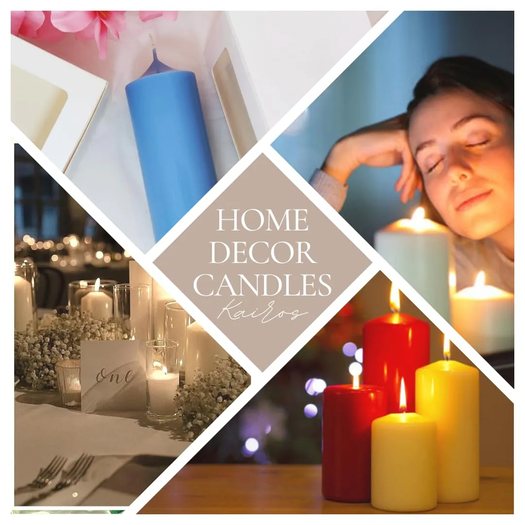 Kairos Homes Soy Wax Pointed Pillar Candles for Home Decor, Table Decor | 2.5 Inch X 6 Inch Smokeless & Dripless Candles - Set of 3 Candles (Unscented)