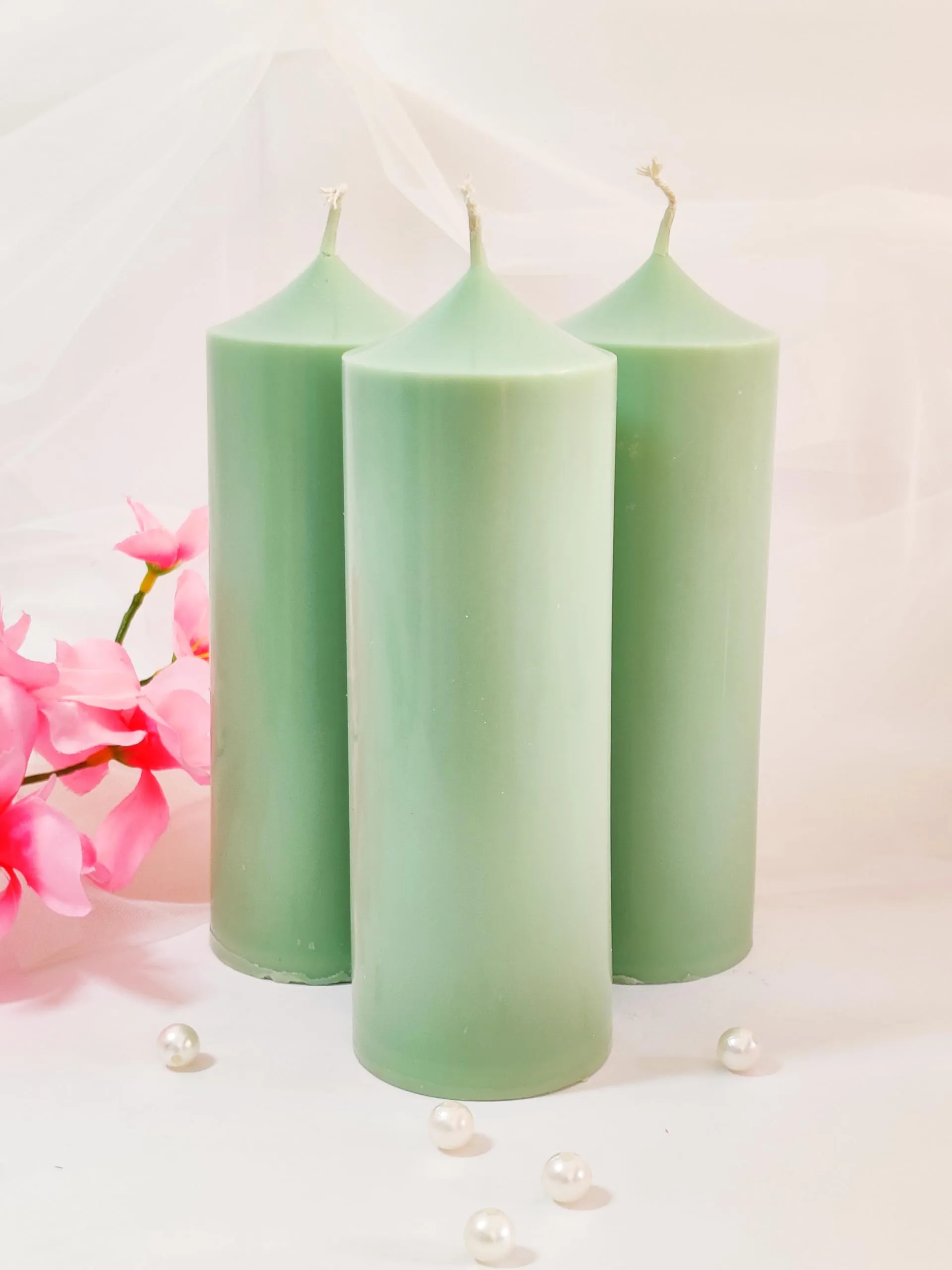 Kairos Homes Soy Wax Pointed Pillar Candles for Home Decor, Table Decor | 2.5 Inch X 6 Inch Smokeless & Dripless Candles - Set of 3 Candles (Unscented)
