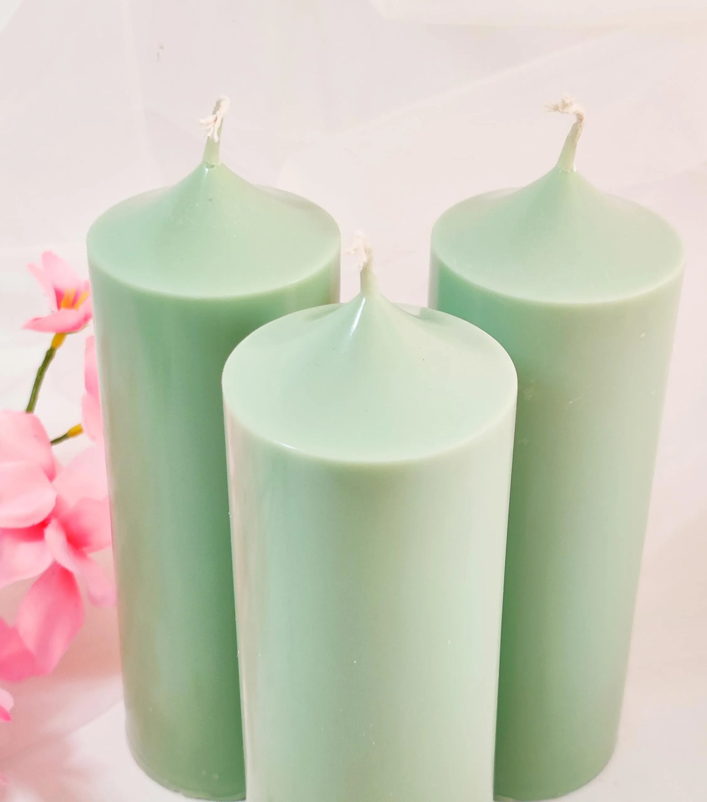 Kairos Homes Soy Wax Pointed Pillar Candles for Home Decor, Table Decor | 2.5 Inch X 6 Inch Smokeless & Dripless Candles - Set of 3 Candles (Unscented)
