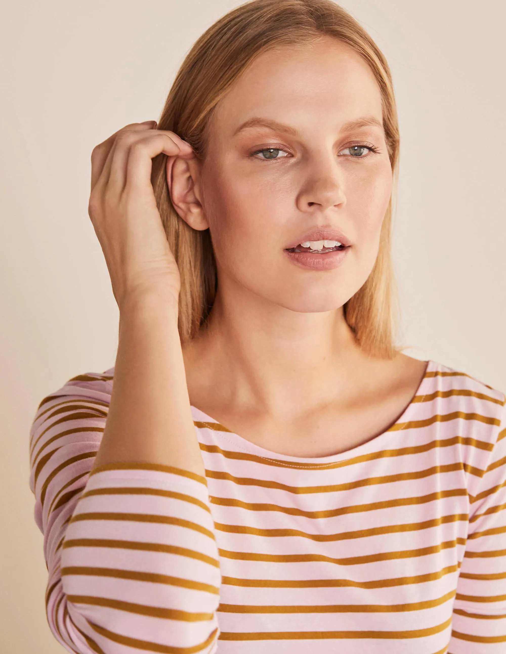 Long Sleeve Breton Top-Spring Blossom/ Frankincense