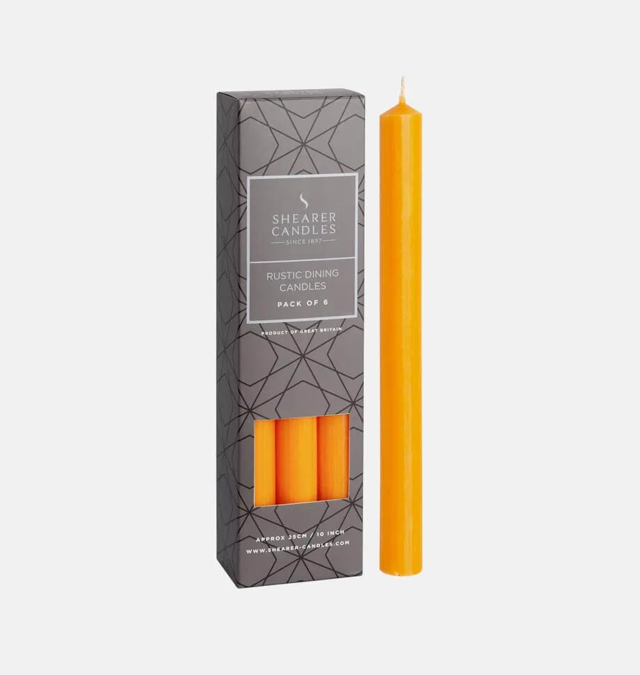 Mango-Coloured 10-inch Long-Lasting Dinner Candles (Pack of 6)
