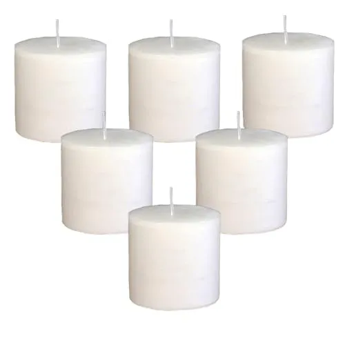 NICOLEKAY Pillar Candles- Set of 6-3" x 3" Dripless Unscented Candles in White for Home Decor, Relaxation & All Occasions