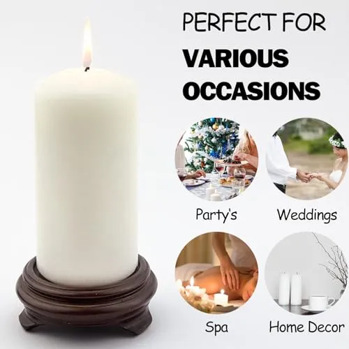 NICOLEKAY Pillar Candles- Set of 6-3" x 3" Dripless Unscented Candles in White for Home Decor, Relaxation & All Occasions