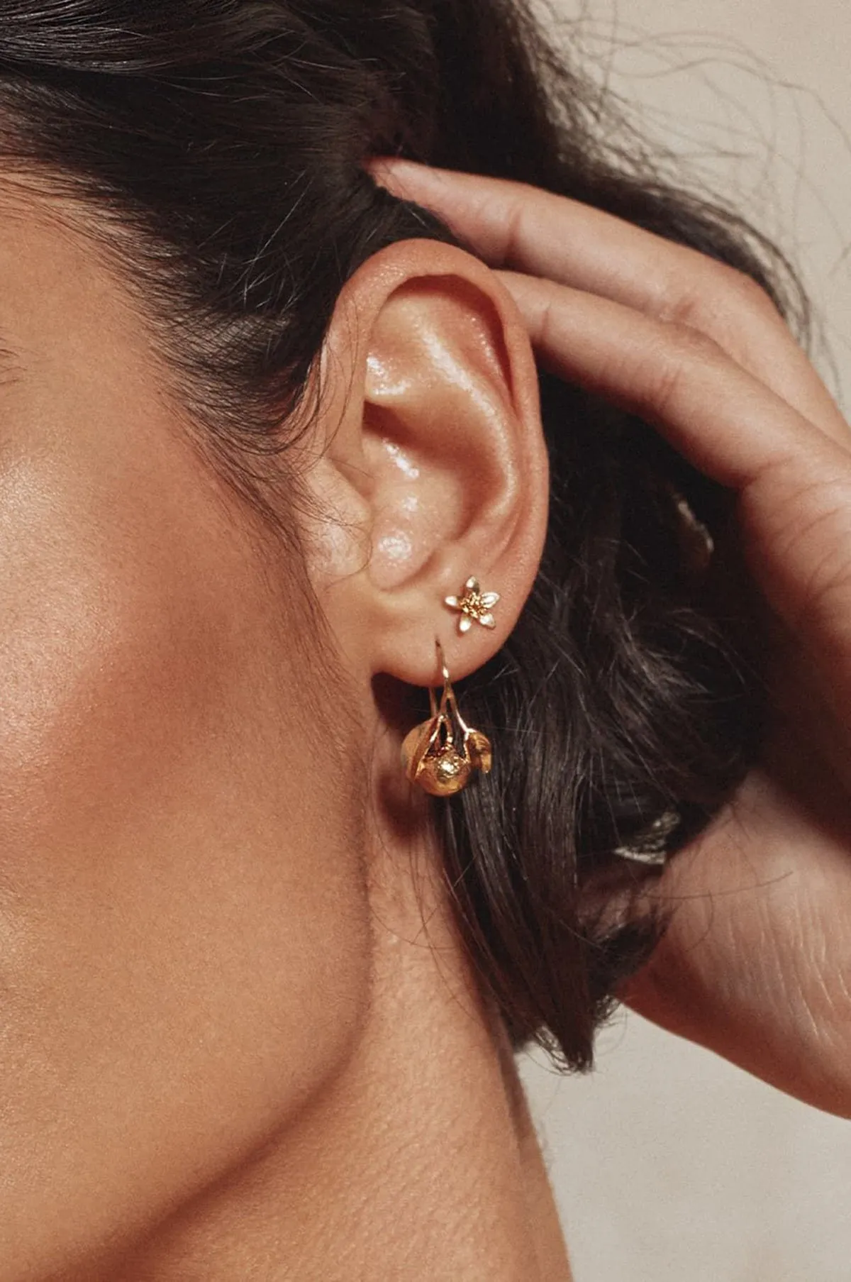 Orange Hook Earrings Gold