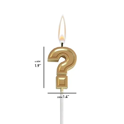 Question Mark Birthday Candle - Oudeke Creative Colorful Question Mark Birthday Candle for Birthday Cake, Intresting Celebrition (Gold)