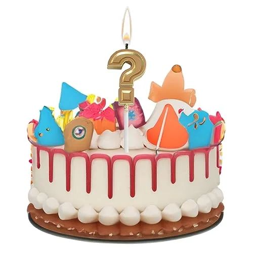 Question Mark Birthday Candle - Oudeke Creative Colorful Question Mark Birthday Candle for Birthday Cake, Intresting Celebrition (Gold)