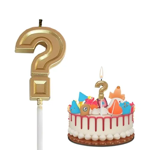 Question Mark Birthday Candle - Oudeke Creative Colorful Question Mark Birthday Candle for Birthday Cake, Intresting Celebrition (Gold)
