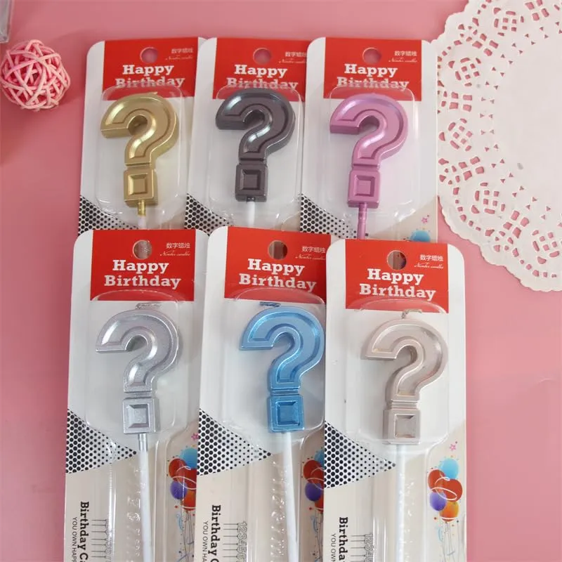 Question Mark Birthday Candle - Oudeke Creative Colorful Question Mark Birthday Candle for Birthday Cake, Intresting Celebrition (Gold)