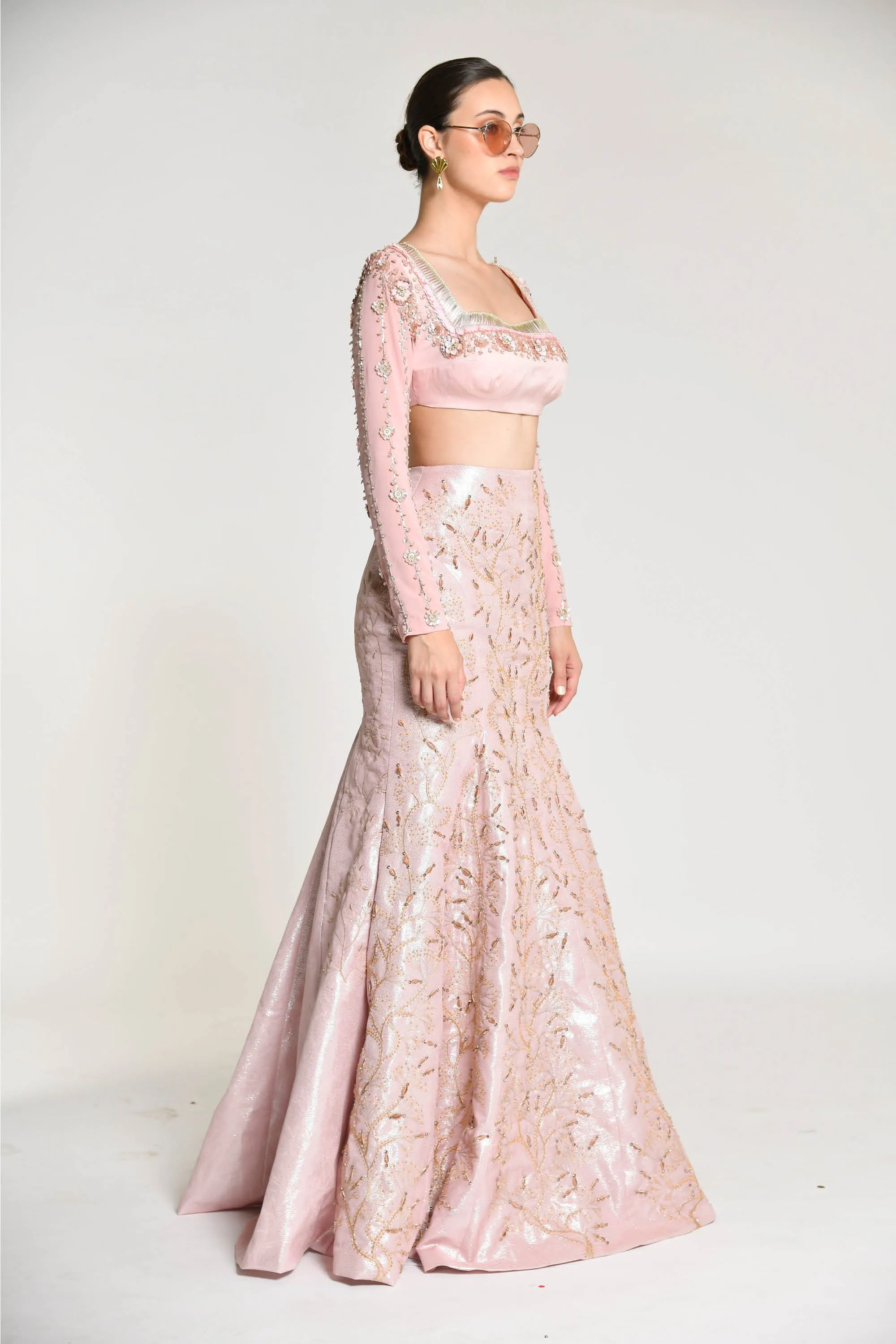 Rose Ivy Gardenia Mermaid Skirt with Baroque Daisy Bustier
