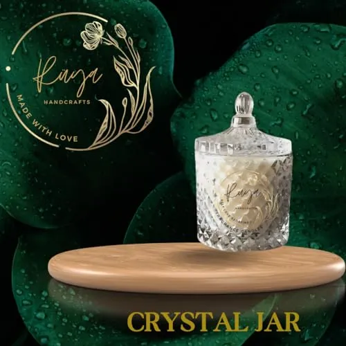 Ruya's Handcrafts Ella Crystal Jar Single Wick Clear Quartz Stone | Evoking Tranquillity and Serenity Therapy Candle | Manifestation Glow Candle (Dreamy Lavender)