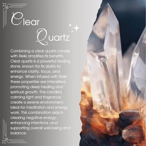 Ruya's Handcrafts Ella Crystal Jar Single Wick Clear Quartz Stone | Evoking Tranquillity and Serenity Therapy Candle | Manifestation Glow Candle (Dreamy Lavender)