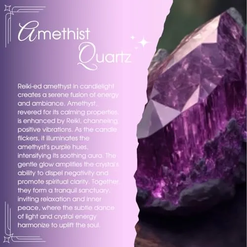 Ruya's Handcrafts Lunar Glow Single Wick Amethyst Stone | Evoking Sense of Tranquillity, Positive Vibes, Therapy Candles | Lucky Charm Candle (Spicy Incense)