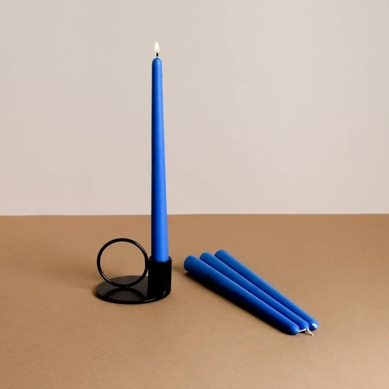 Set of 4 Cobalt Blue Tapered Candles - Aqua Amber Scented