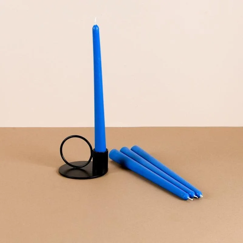 Set of 4 Cobalt Blue Tapered Candles - Aqua Amber Scented