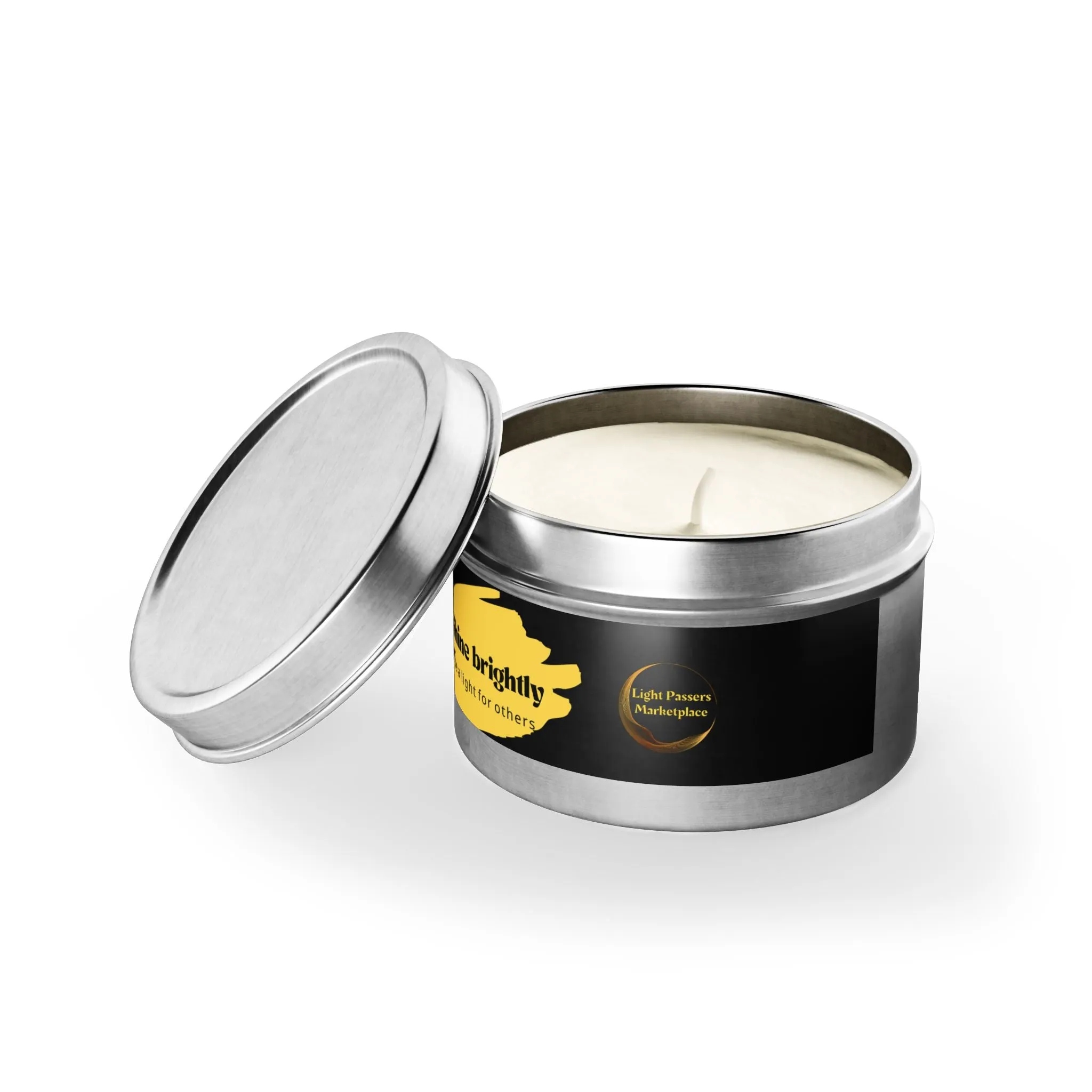 Tin Candle Holder with Shine Brightly message. Cool Stuff Home and Living