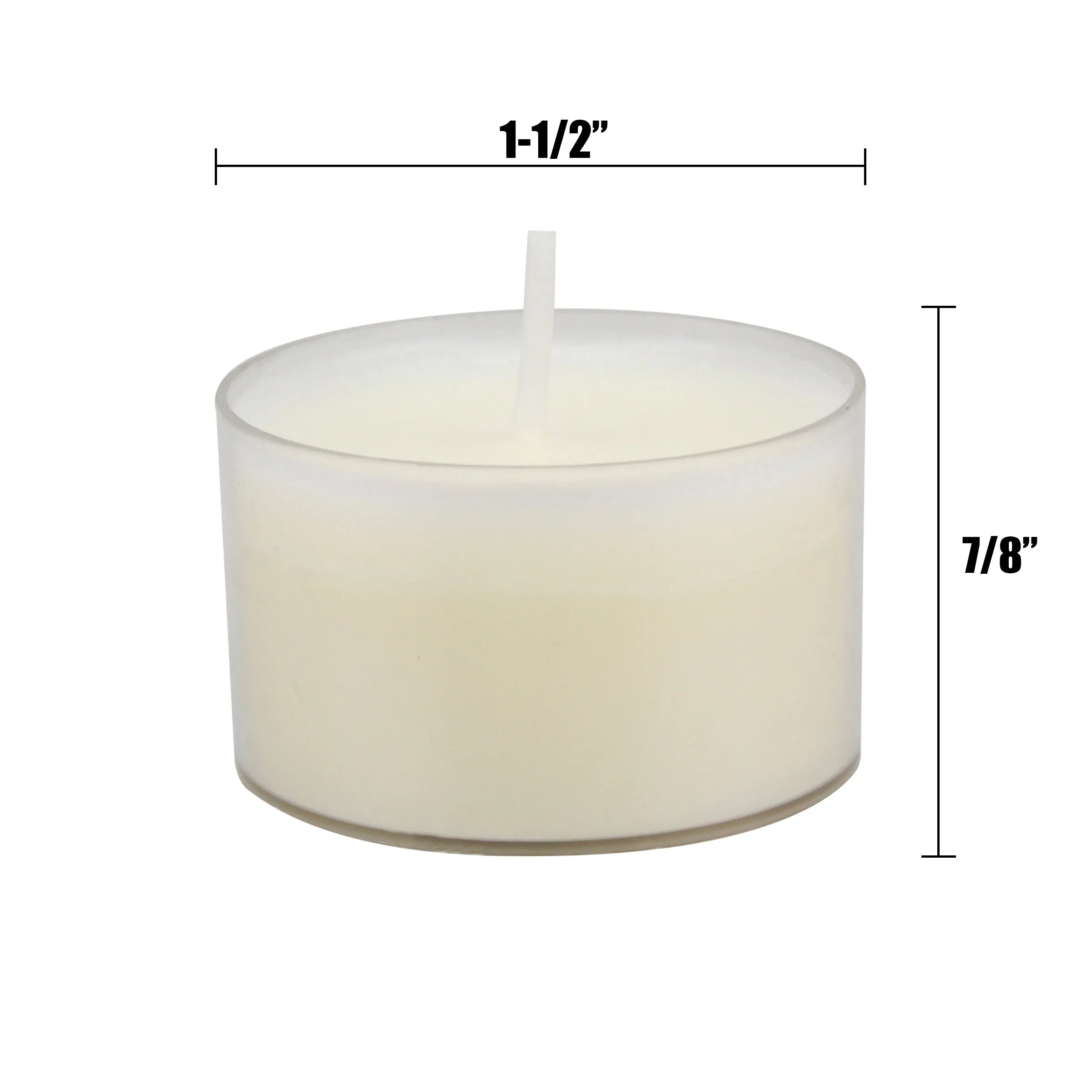 Unscented Long Burning Clear Cup Tealight Candles, 8 Hour Extended Burn Time, White (Bulk 48 Pack)