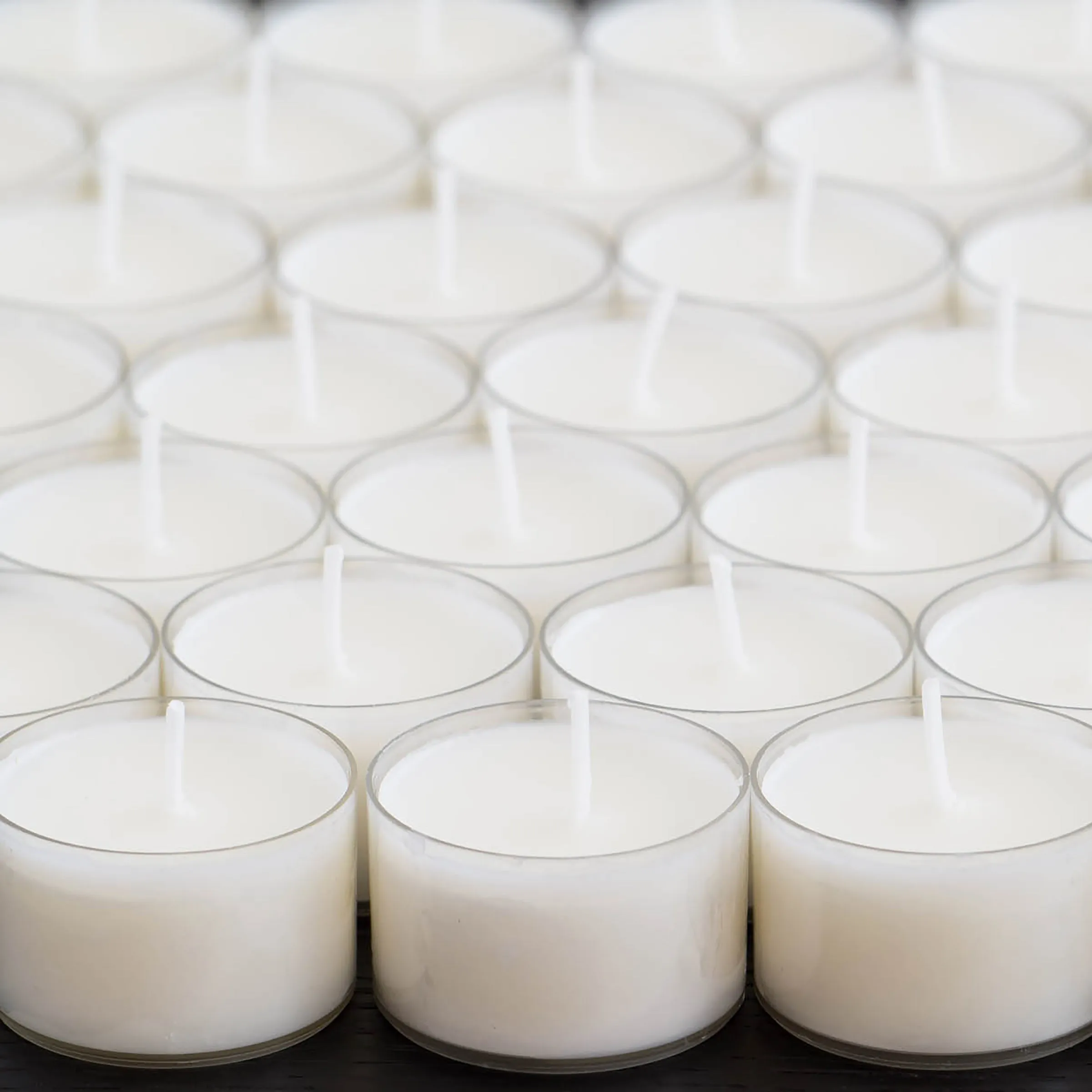 Unscented Long Burning Clear Cup Tealight Candles, 8 Hour Extended Burn Time, White (Bulk 48 Pack)