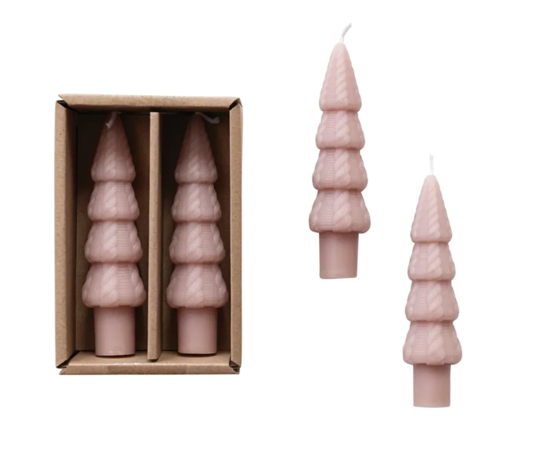 Unscented Tree Shaped Taper Candle - Khaki